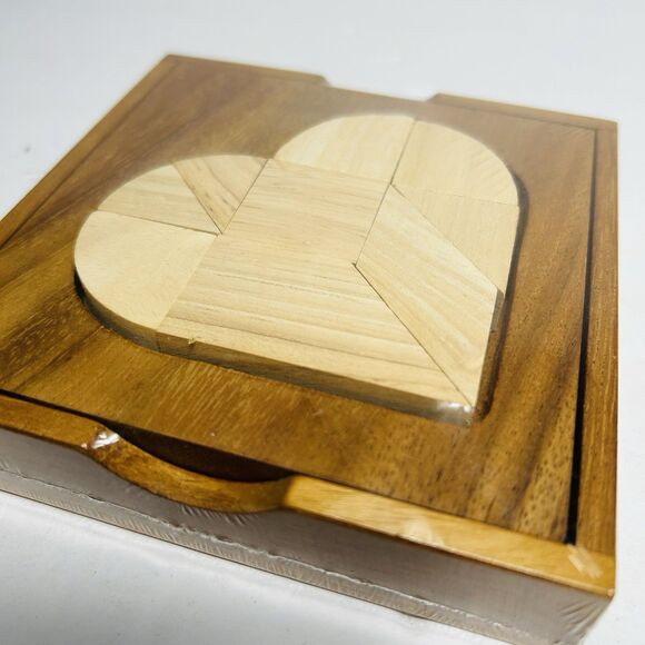 Mended Heart Wooden Puzzle Siam Mandalay Tangram NEW Sealed Desk Accessory 5X5” - Picture 3 of 5